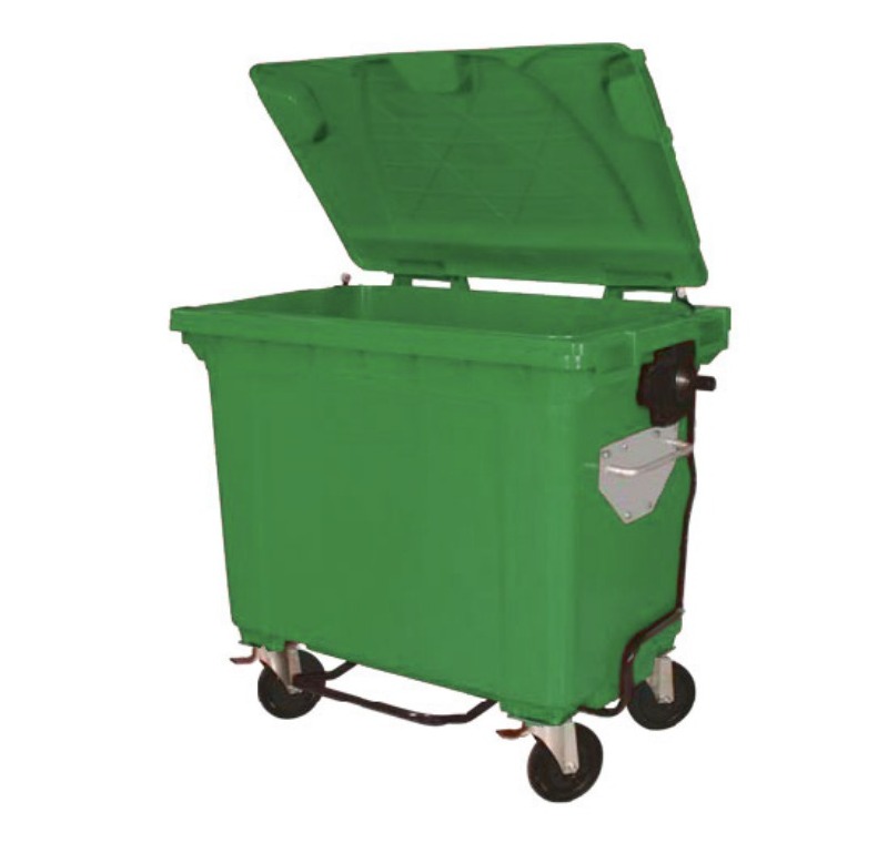 660 Litre Yeşil Plastik Çöp Konteyneri Pedallı -660R1P
