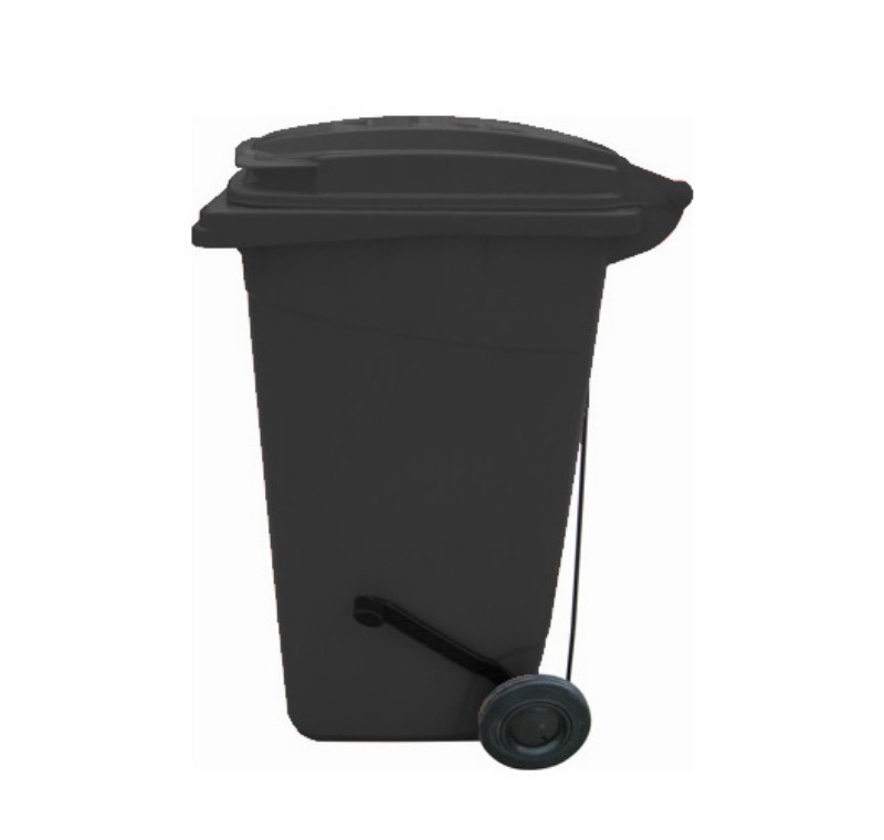 240 Litre Siyah Plastik Çöp Konteyneri Pedallı -240R10P