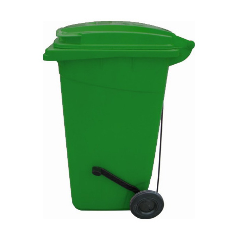240 Litre Yeşil Plastik Çöp Konteyneri Pedallı -240R1P