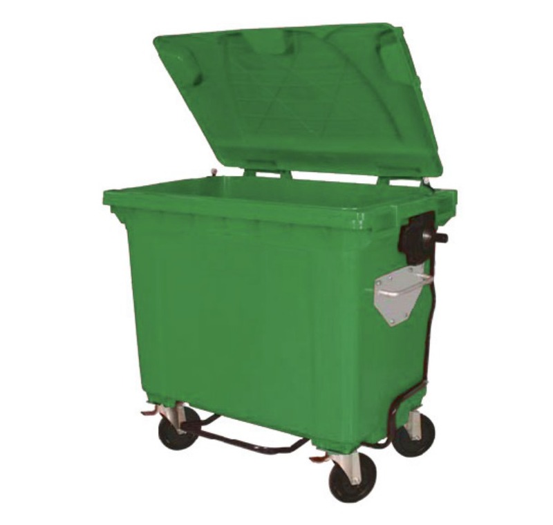 770 Litre Yeşil Plastik Çöp Konteyneri Pedallı -770R1P