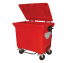 660 Litre Kırmızı Plastik Çöp Konteyneri Pedallı